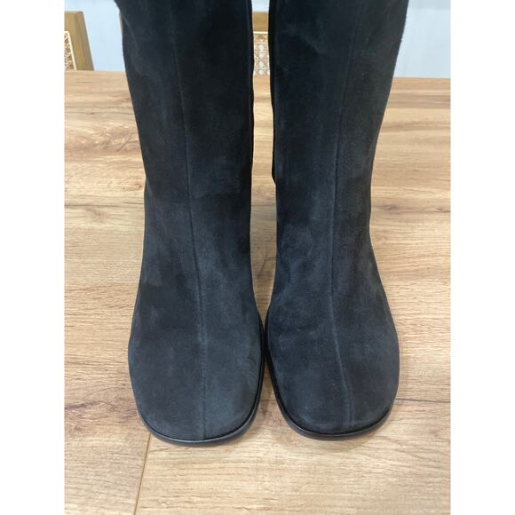 Vince Maggie Knee High Boots Black Suede Size 8 NWOB Riding Boots Round Toe - Picture 7 of 12